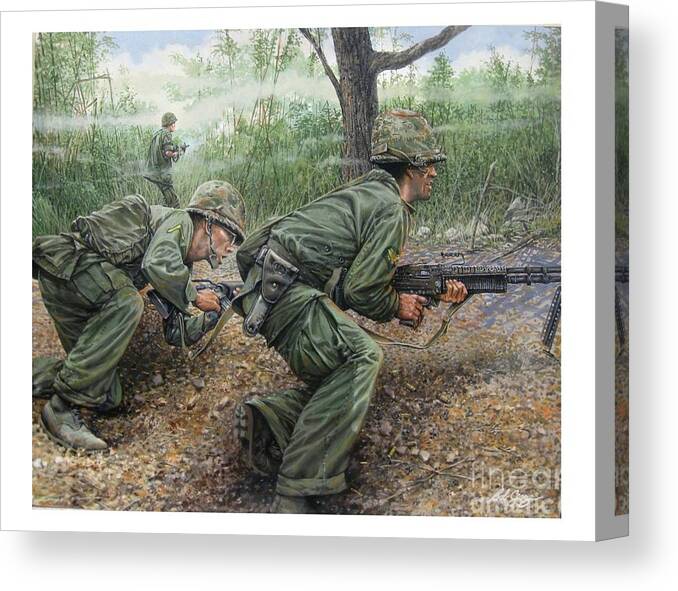  Vietnam War Art Canvas Print featuring the painting That Particular Moment by Bob George