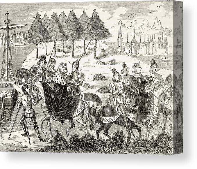 Apprehension Canvas Print featuring the drawing The Arrest Of The Duke Of Gloucester by Vintage Design Pics
