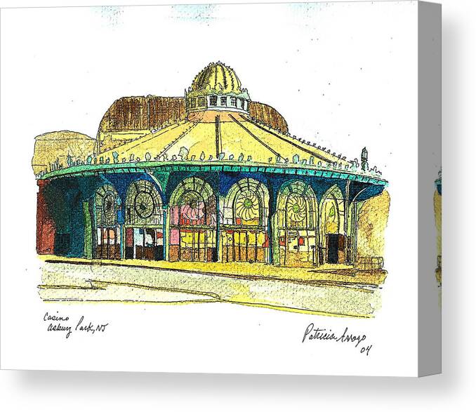 Asbury Art Canvas Print featuring the painting The Asbury Park Casino by Patricia Arroyo
