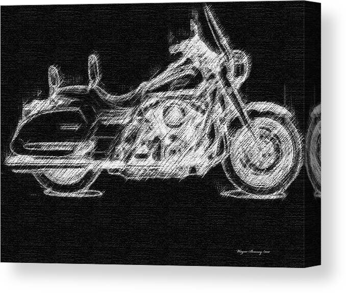 Black Canvas Print featuring the painting The Classic Harley by Wayne Bonney