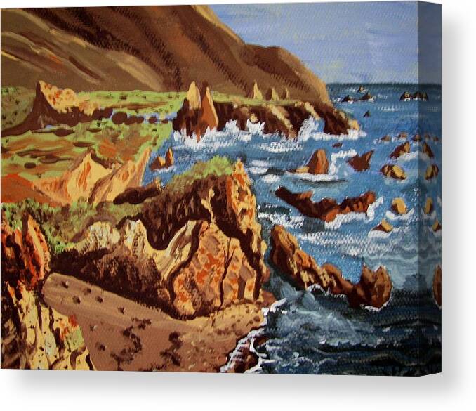 Sea Canvas Print featuring the painting The Coast by Judy Via-Wolff
