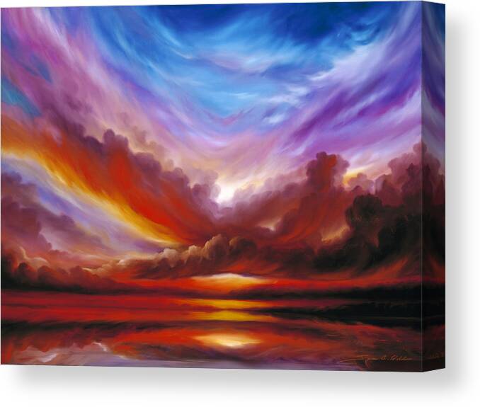 Skyscape Canvas Print featuring the painting The Cosmic Storm II by James Hill