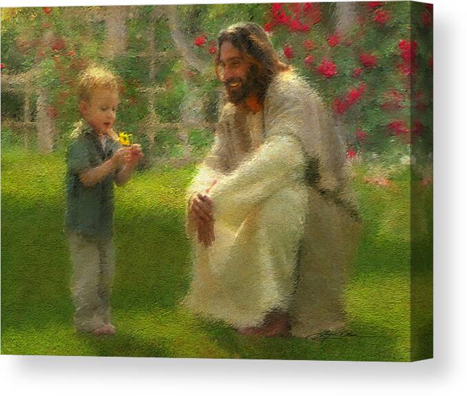 Jesus Canvas Print featuring the painting The Dandelion by Greg Olsen