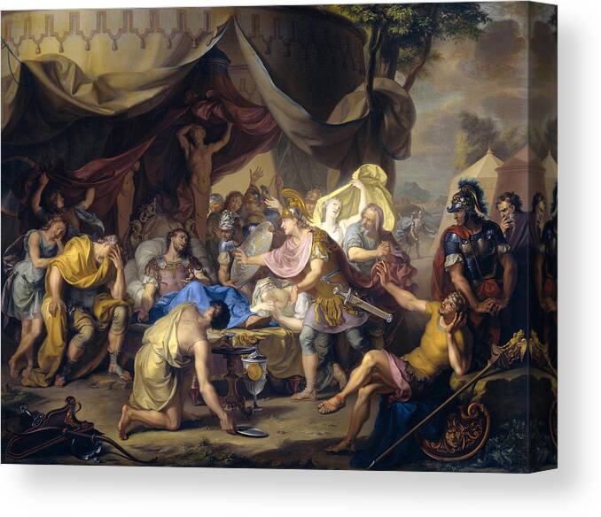 Isaac Walraven Canvas Print featuring the painting The Death of Epaminondas by Isaac Walraven