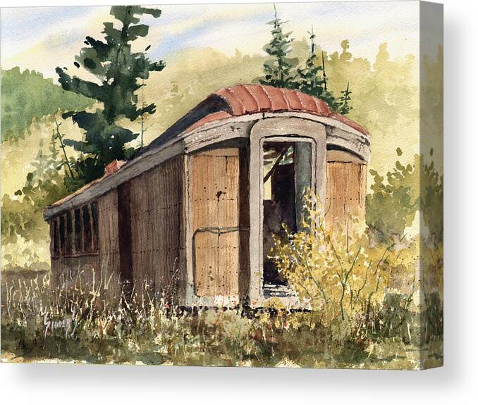 Railroad Canvas Print featuring the painting The End Of The Line by Sam Sidders