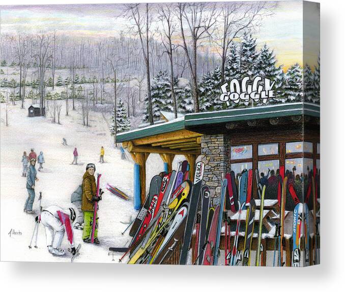 Seven Springs Canvas Print featuring the painting The Foggy Goggle at Seven Springs by Albert Puskaric