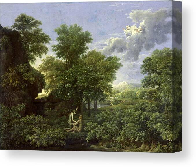 Spring Canvas Print featuring the painting The Garden of Eden by Nicolas Poussin 