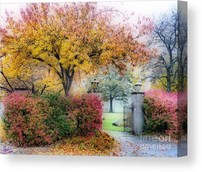 Autumn Canvas Print featuring the photograph The Gate by Jeff Breiman