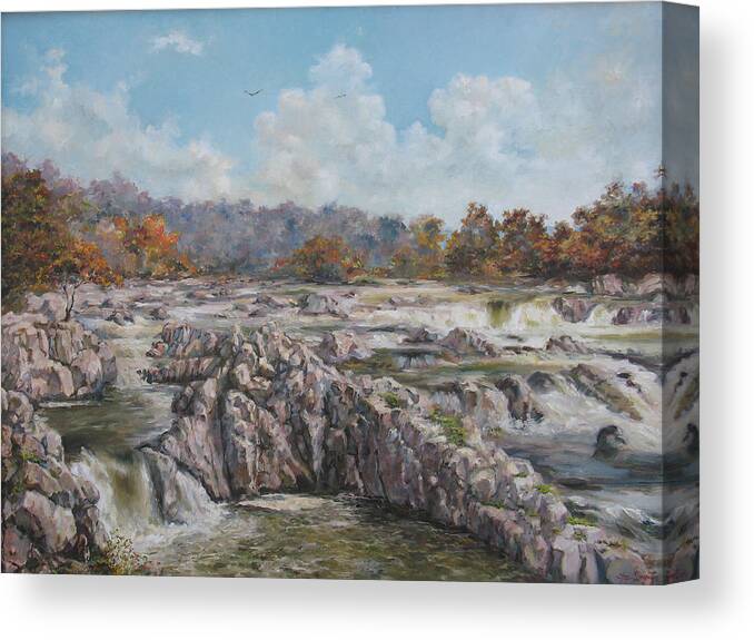The Great Falls Canvas Print featuring the painting The Great Falls by Tigran Ghulyan