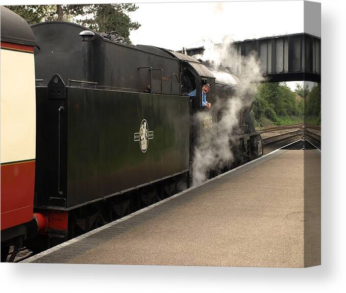 Trains Canvas Print featuring the photograph The Jolly Engineman by Richard Denyer
