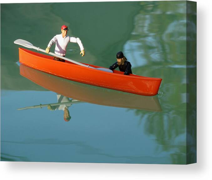  Canvas Print featuring the digital art The Kayak Team 7 by Digital Art Cafe