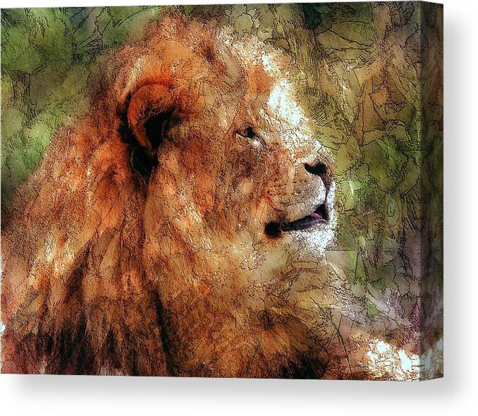 	He Lion Canvas Print featuring the digital art The Lion by Mark Taylor