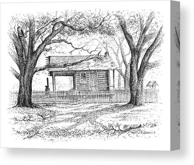Richardson Canvas Print featuring the drawing The Old Richardson Place by Randy Welborn