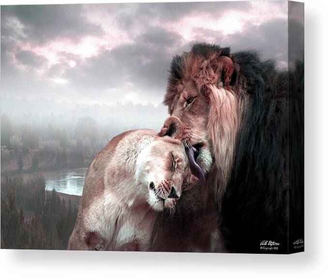 Lions Canvas Print featuring the digital art The Passion by Bill Stephens