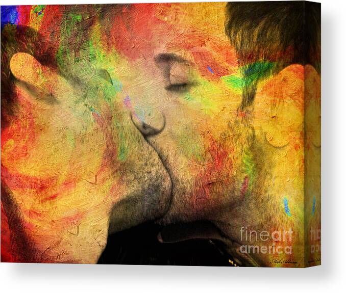 Kiss Canvas Print featuring the painting The passion of one kiss by Mark Ashkenazi