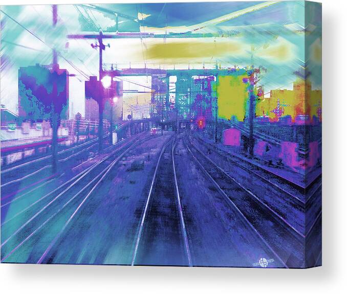 City Canvas Print featuring the painting The Past Train 5.1 by Tony Rubino