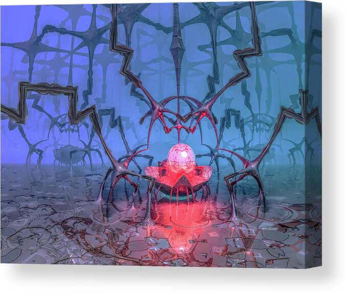 Reflection Canvas Print featuring the digital art The professor's madness by Tim Abeln