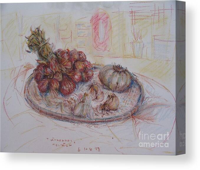 Onion Canvas Print featuring the painting The Red Onion by Sukalya Chearanantana