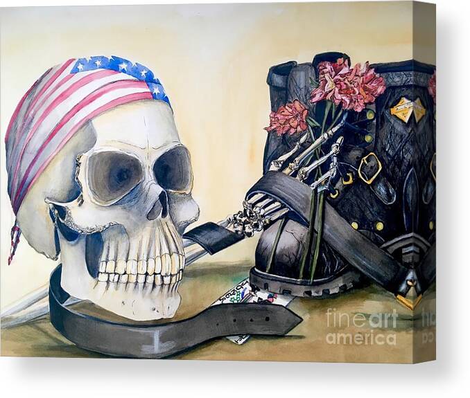  Skull Canvas Print featuring the painting The Rider by Mastiff Studios