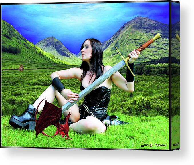Dragon Canvas Print featuring the photograph The Warrior And The Pseudo Dragon by Jon Volden