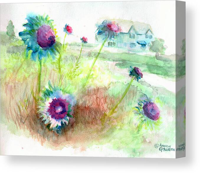 Thistle Canvas Print featuring the painting Thistles #1 by Andrew Gillette