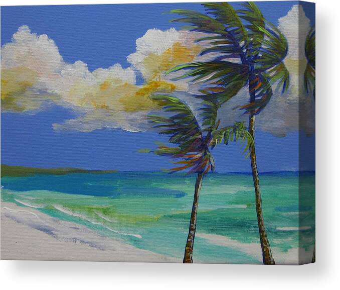Palm Canvas Print featuring the painting Thoughs of Delray III by Anne Marie Brown