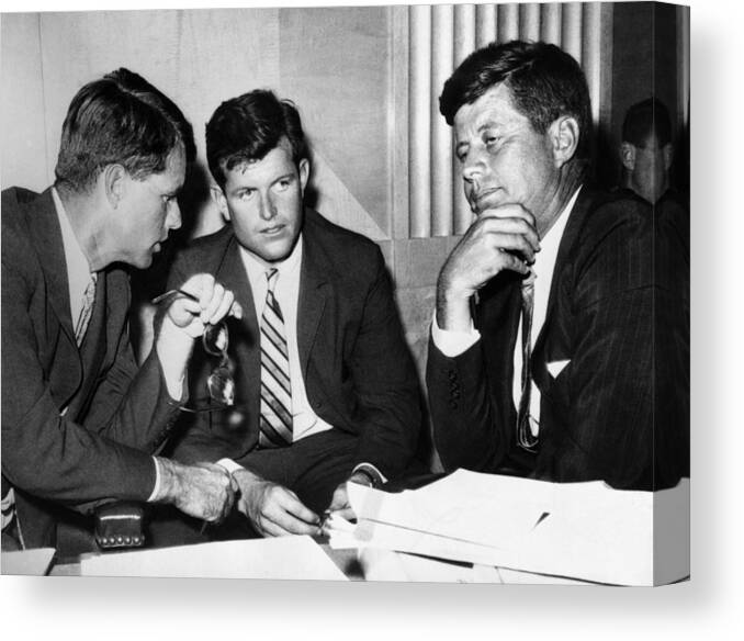 History Canvas Print featuring the photograph Three Kennedy Brothers At Rackets by Everett
