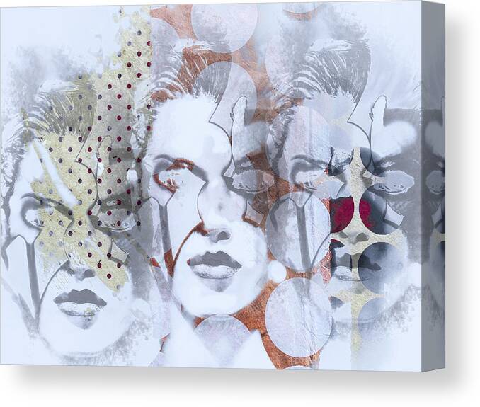 Face Canvas Print featuring the digital art Three of us by Gabi Hampe