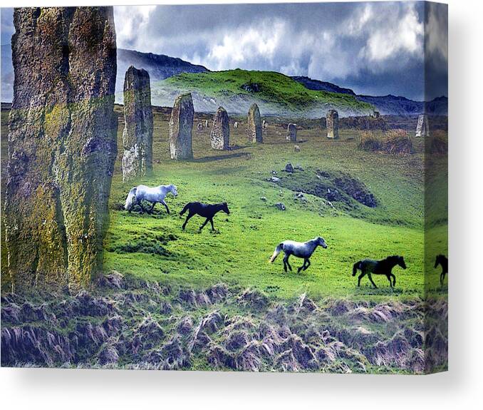Standing Stones Canvas Print featuring the digital art Through the Standing Stones by Vicki Lea Eggen