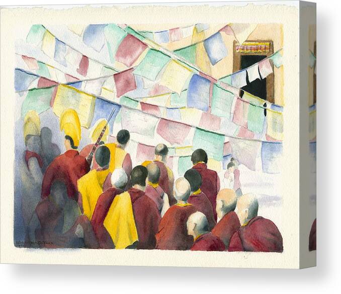 Tibet Canvas Print featuring the painting Tibetan New Year by Wicki Van De Veer
