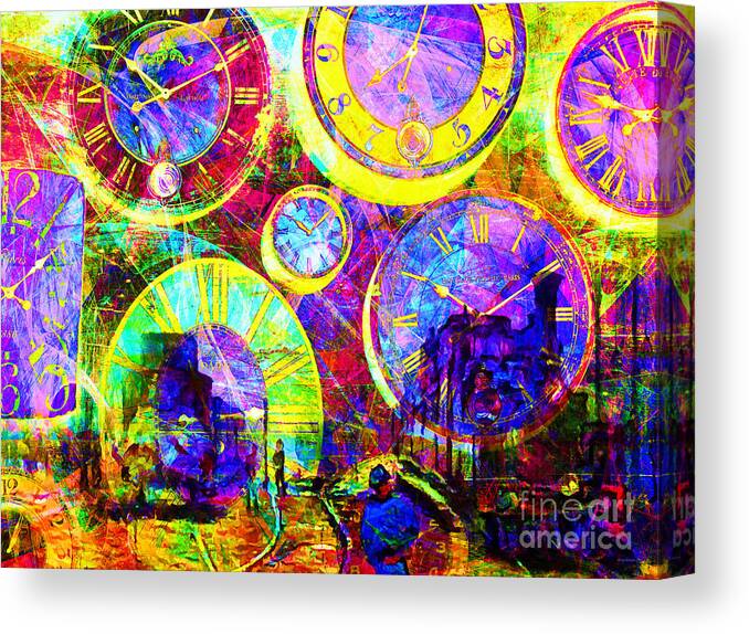 Modern Art Canvas Print featuring the photograph Timeless Art St Lazare Train Station Paris 20160228 by Wingsdomain Art and Photography