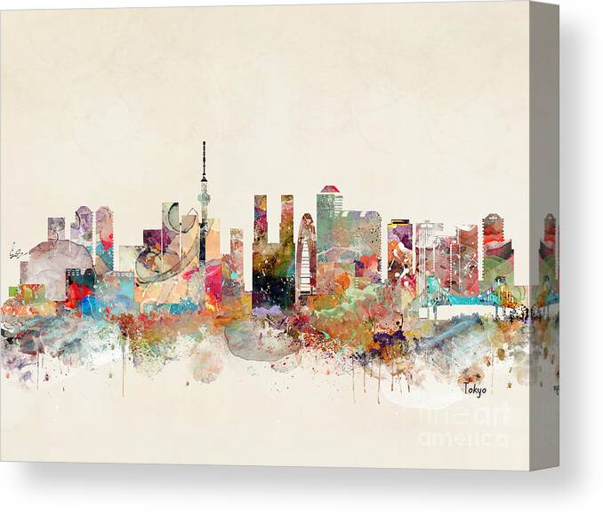Tokyo City Skyline Canvas Print featuring the painting Tokyo City Skyline by Bri Buckley