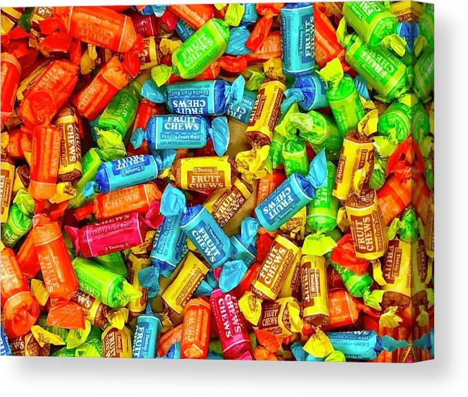 Candy Canvas Print featuring the photograph Tootsie Fruit Chews by Daniel Thompson