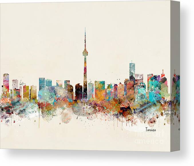 Toronto Canada Canvas Print featuring the painting Toronto City Skyline by Bri Buckley