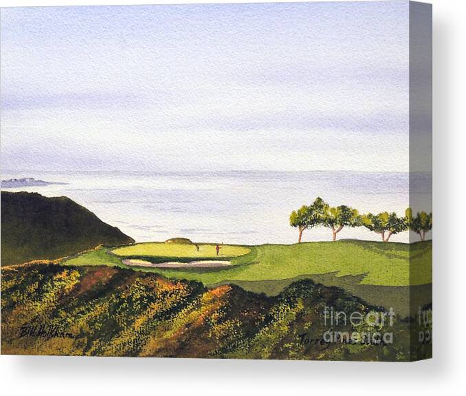 Torrey Pines Golf Course Canvas Print featuring the painting Torrey Pines South Golf Course by Bill Holkham