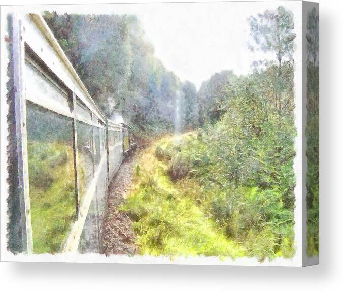 Train Canvas Print featuring the photograph Train heading through greenery by Ashish Agarwal