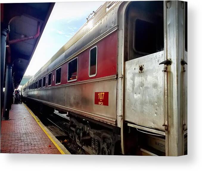 Train Canvas Print featuring the photograph Train Station by Chris Montcalmo