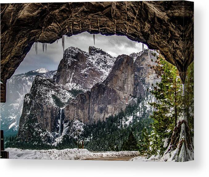 Three Brothers Canvas Print featuring the photograph Tunnel View From the Tunnel by Bill Gallagher