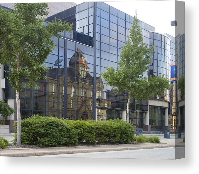 Bradley Center Canvas Print featuring the photograph Turner Hall Reflection by Peter Skiba