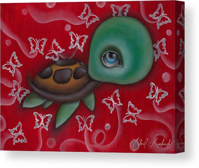 Animal Canvas Print featuring the painting Turtle by Abril Andrade