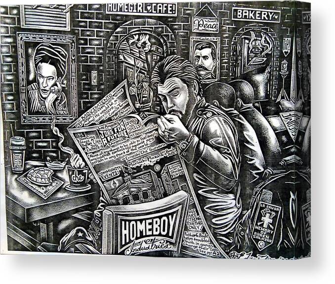 Mexican American Canvas Print featuring the drawing Untitled by Edgar Guerrilla Prince Aguirre