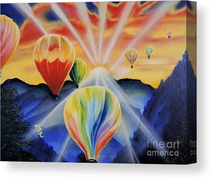 Bright Colors Canvas Print featuring the painting Up and Away by Dianna Lewis