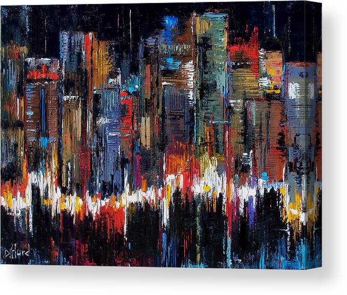Abstract Canvas Print featuring the painting Urban Pulse by Debra Hurd