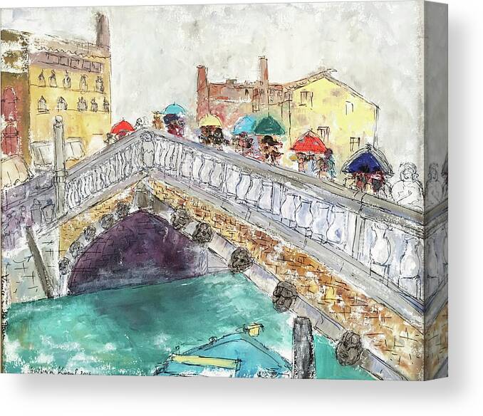 Venice Canvas Print featuring the painting Venice in the Rain by Barbara Anna Knauf