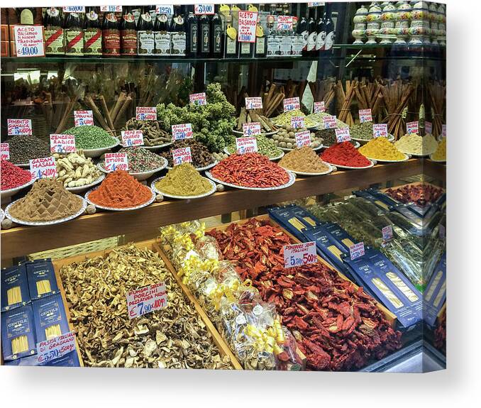 Venice Canvas Print featuring the photograph Italian Market Spices by Bert Peake