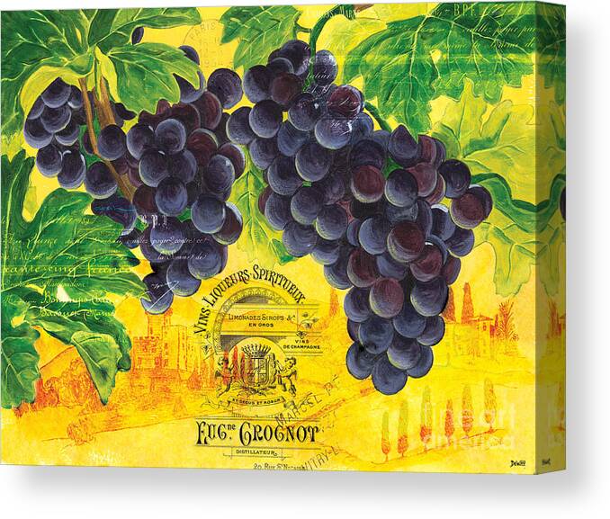 Grapes Canvas Print featuring the painting Vigne De Raisins by Debbie DeWitt