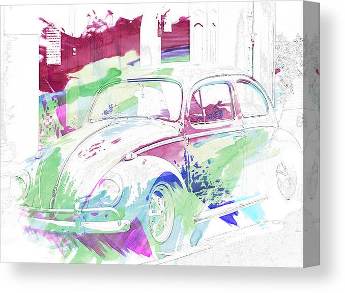 Volkswagen Beetle Canvas Print featuring the digital art Volkswagen Beetle Abstract by Georgia Clare