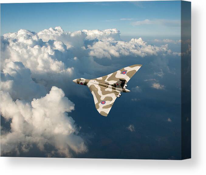 Avro Vulcan Canvas Print featuring the photograph Vulcan catching the light by Gary Eason