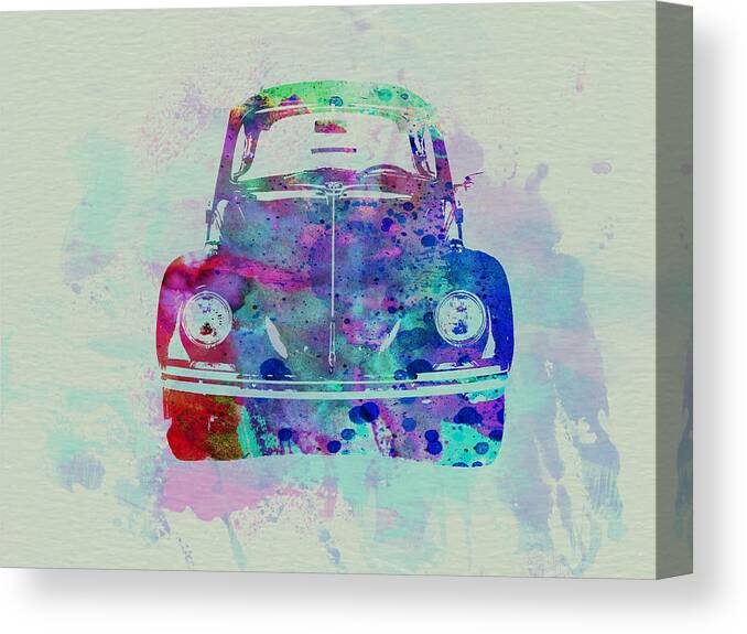 Vw Beetle Canvas Print featuring the painting VW Beetle Watercolor 2 by Naxart Studio