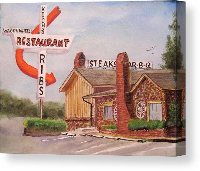 Restaurant Canvas Print featuring the painting Wagon Wheel by Bobby Walters